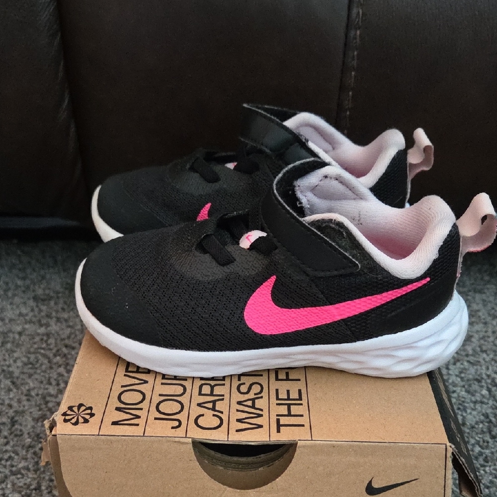 Nike Kids Black and Pink Athletic Sneakers